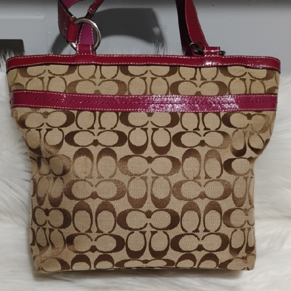 SALE! Auth Coach Tan/Mauve Signature Shoulder Bag & Wallet Vintage Bundle - Picture 7 of 16
